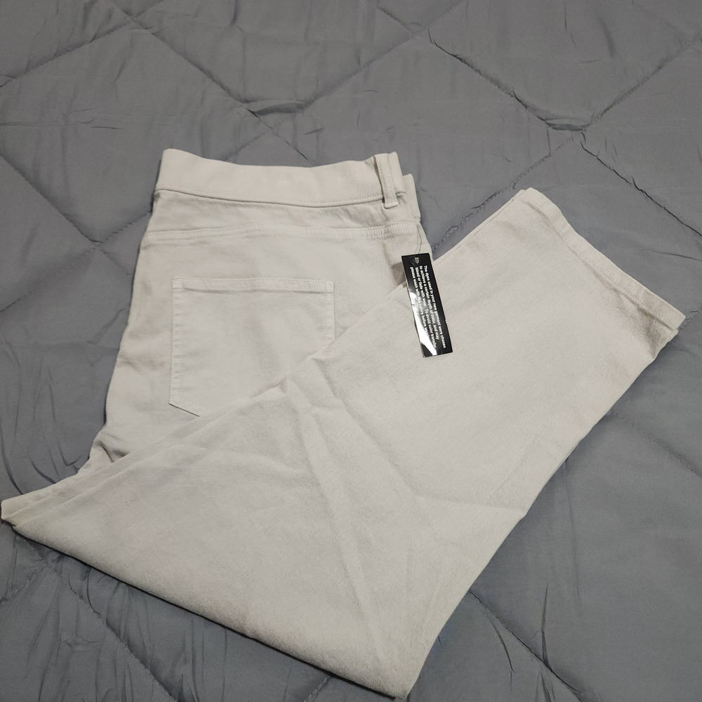 d&co Denim & Company Pants Women's 20W 40x24.5 High Rise Capri Khaki NWT‎